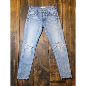 Moussy Vintage Size 24 Skinny Jeans Blue Distressed Denim 010BAC11-255 Japan